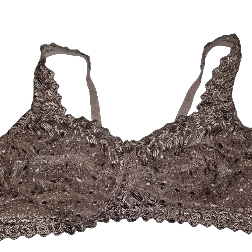 Brown Lace Bra with Scalloped Edging